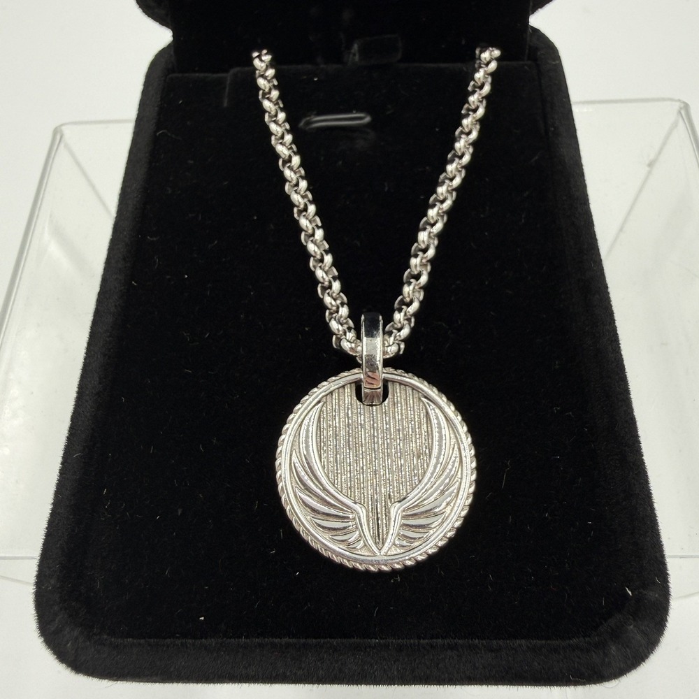 Harley Davidson Womens Medallion Chain Necklace W/Wings .925 Sterling Silver